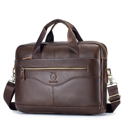 Men's Genuine Leather Luxury Briefcase 15.6 Inch Laptop Bag Business Office Handbag Computer Bag