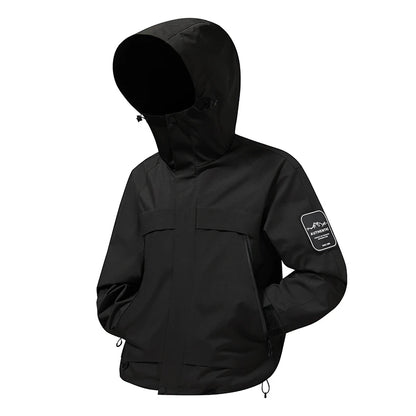 2025 New Men Softshell Jackets for Men Waterproof Zip Up Hooded Jacket Outerwear Coats with Zipper Pockets Hiking Camping Clothe