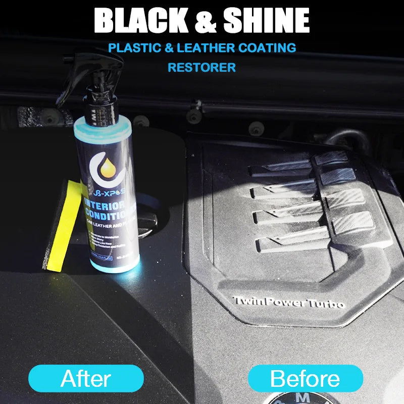 Plastic Leather Restorer Interior Trim Conditioner Polish Shine Cleaner Restore New Black Color Fading Repair Car Care Detail