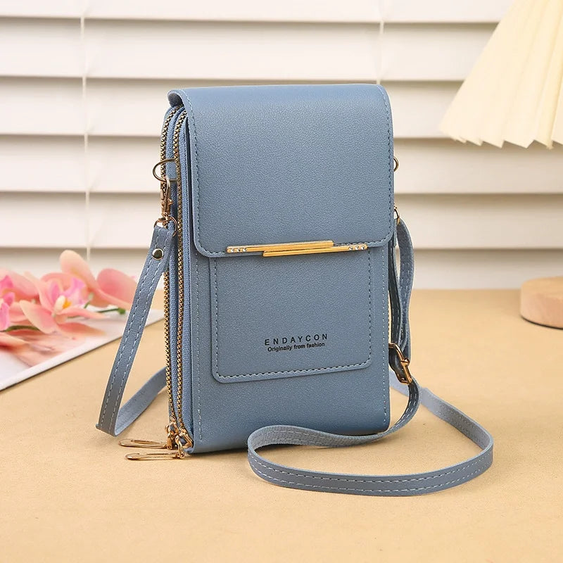 Women Crossbody Shoulder Bags Wallets Touch Screen Cell Phone Purse Soft Leather Strap Handbag for Female Luxury Messenger Bags