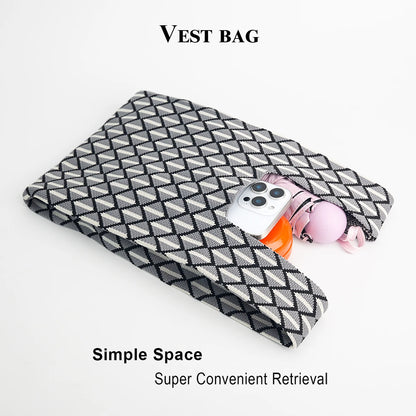 Women's Handbag Is Casual, Fashionable, Simple and Suitable for Commuting, with a Classic Striped Design That Is Versatile, Open and Breathable, Soft and Foldable for Easy Carrying, Wide Shoulder Strap for Easy Lifting, Suita