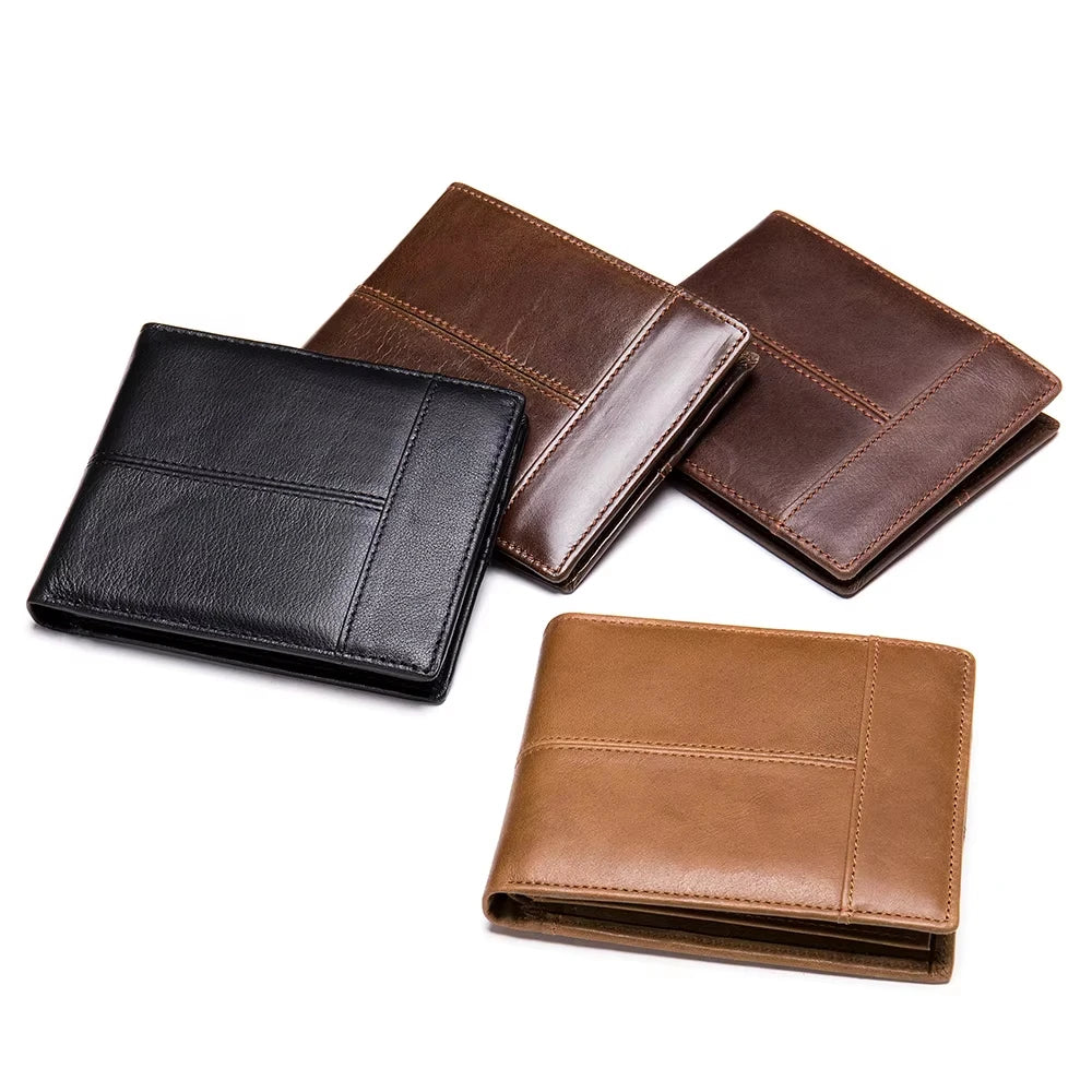 Genuine Leather RFID Wallet for Men with Coin Purse Cardholder Money Bags Genuine Leather Wallet