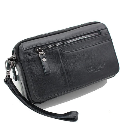 Men Clutch Wallet Bag Long Purse Genuine Leather Cigarette Case Card Holder Pocket Real Cowhide Male Money Handy Wrist Bags