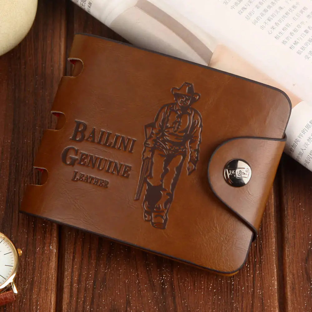 Men's Hunting Style PU Leather Wallet - Vintage Clutch with Multi-Card & Coin Holder, Outdoor Purse