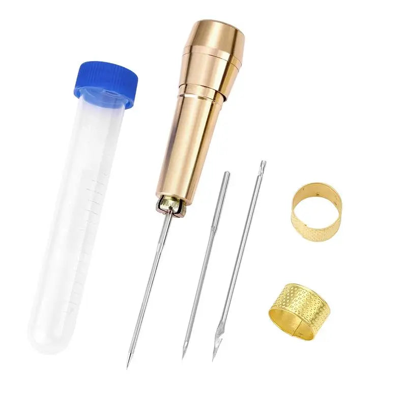 Leather Sewing Kit Awl Needle Waxed Thread Hand Quilting Needles Sewing Awl For Beginner Leather Stitching Bags Shoes Wallets