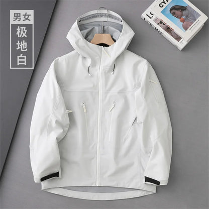 Outdoor Hard Shell Jacket Men Mountaineering Skiing Camping Cycling Jogging Hooded Breathable Waterproof Coat Quality Sportswear