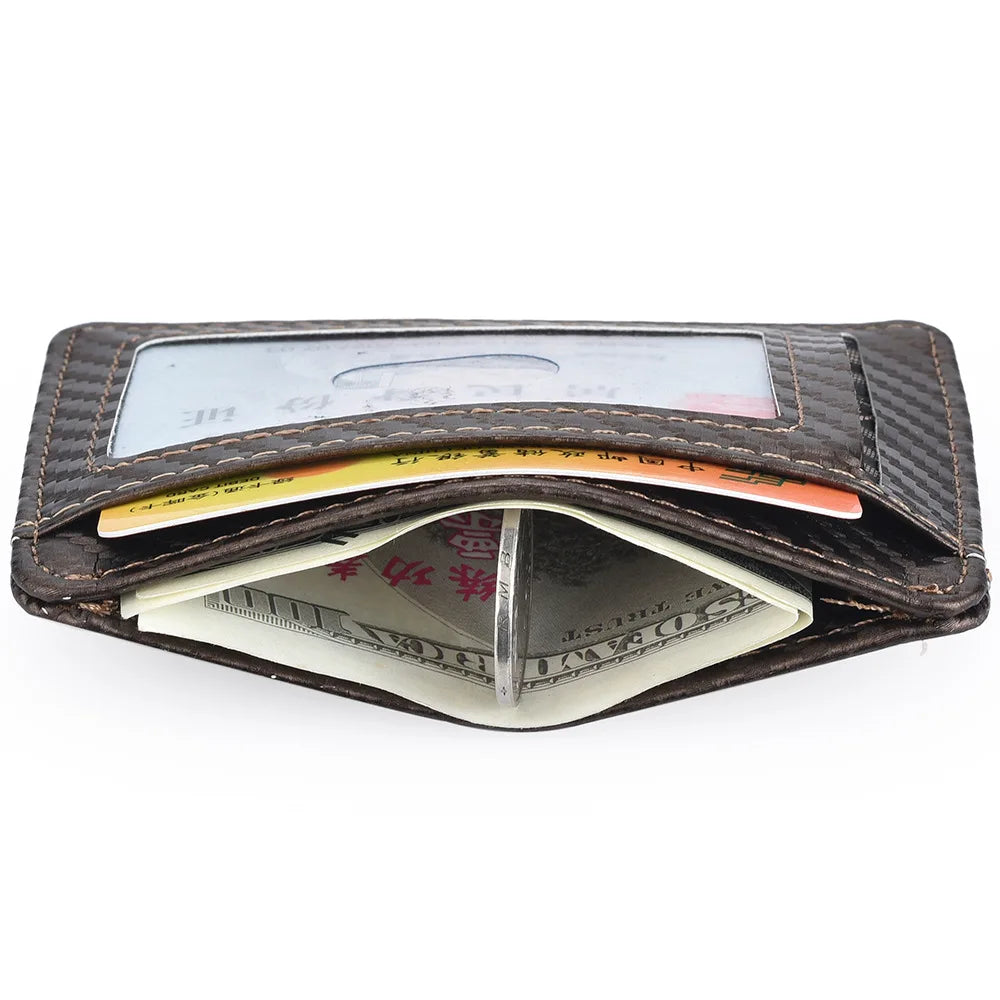 Men's Slim Minimalist Front Pocket Wallets Credit Card Holder Portable Leather Wallets