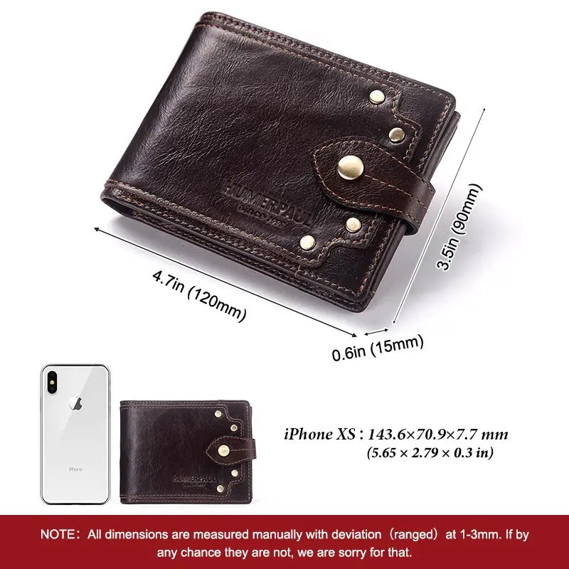 HUMERPAUL Wholesale Wallet for Men Real Leather Slim Tri-Fold Purse with ID Window and RFID Blocking Credit Card Holder