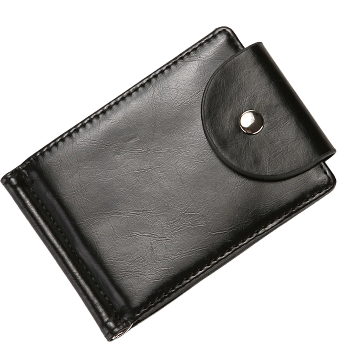 Men PU Leather Wallet With 3 Card Slots & Money Clip Business Card Holder
