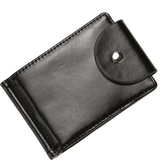 Men PU Leather Wallet With 3 Card Slots & Money Clip Business Card Holder