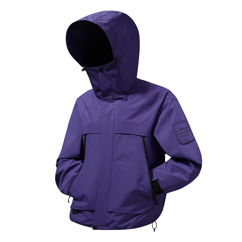 2025 New Men Softshell Jackets for Men Waterproof Zip Up Hooded Jacket Outerwear Coats with Zipper Pockets Hiking Camping Clothe