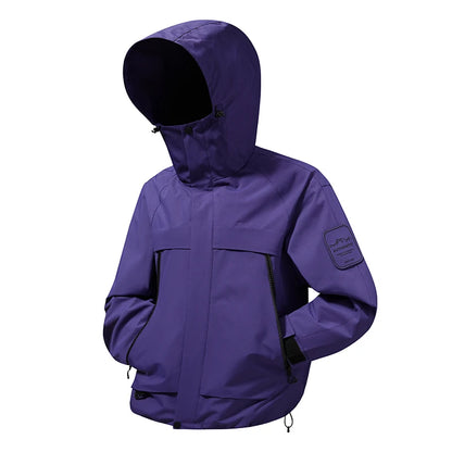 2025 New Men Softshell Jackets for Men Waterproof Zip Up Hooded Jacket Outerwear Coats with Zipper Pockets Hiking Camping Clothe