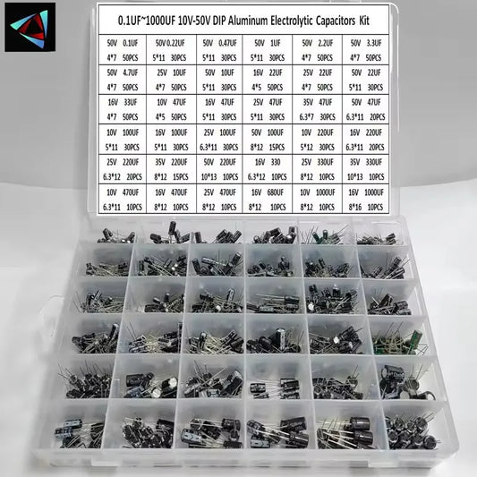 1000Pcs/lot 0.1UF-1000UF 15/24/36Values Aluminum 10-50V Mix Electrolytic Capacitor Assorted Kit And Storage Box
