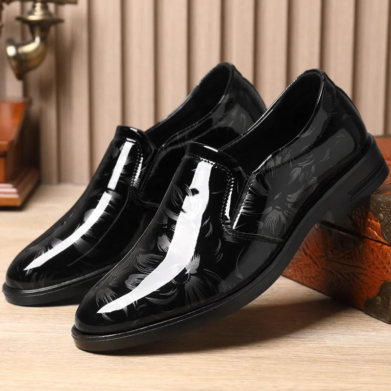 202 New Leather Shoes for Men Floral Pattern Men's Formal Shoes Luxury Business Oxford Male Office Wedding Flats Mocassin Homme