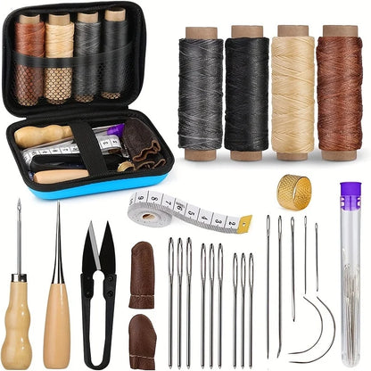 [Leather Working Kit] Leather Sewing Kit ，Large eye needle , Waxed Thread, Leather Upholstery Repair Kit, Leather Working Tools