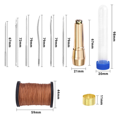 Leather Sewing Kit Awl Needle Waxed Thread Hand Quilting Needles Sewing Awl For Beginner Leather Stitching Bags Shoes Wallets
