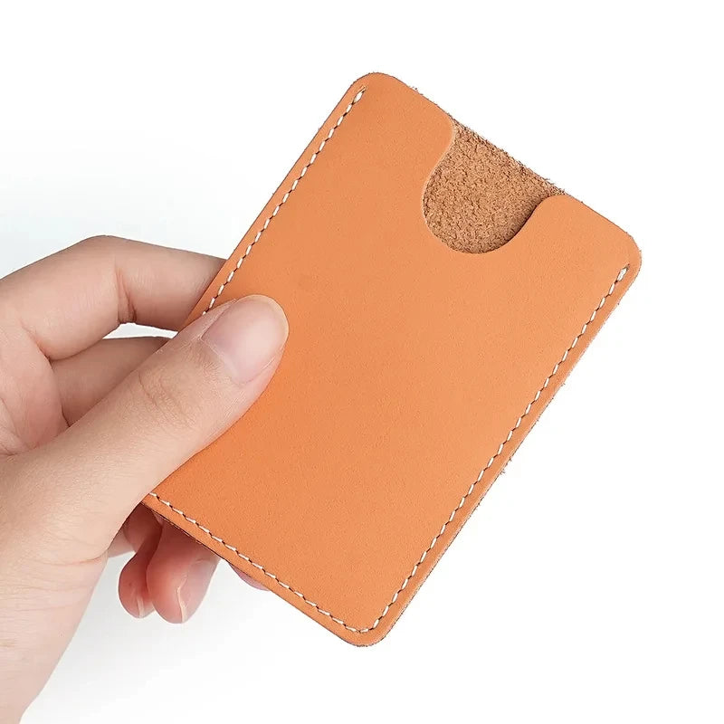 Ultra-Thin Mini Full-Grain Cowhide Leather Card Holder Wallets for Men Women Lightweight Soft Genuine Leather Credit Card