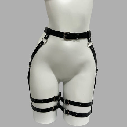 Sexy Women PU Leather Leg Harness Lingerie Fetish Erotic Waist Garters Belts Gothic Punk Clothing Adult Dating Accessories