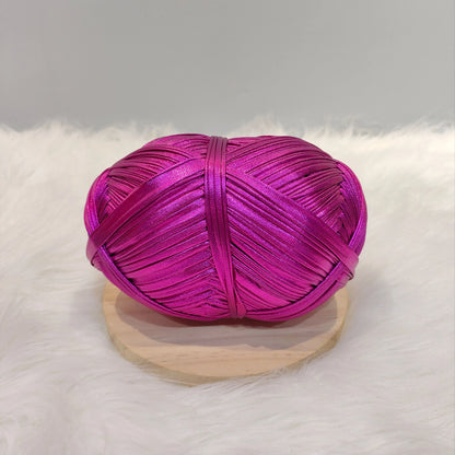 200g  Advanced customized metal texture strip thread handmade DIY woven bag material luminous bright leather material
