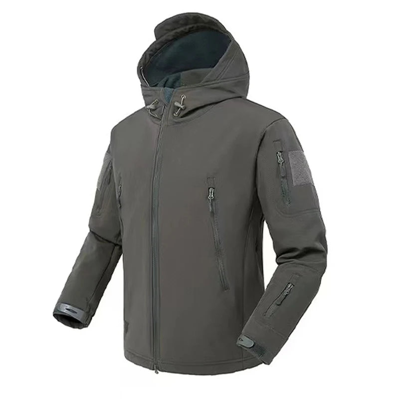 Men's Autumn Winter SoftShell Fleece Jackets Male Hood Windproof Coat Fishing Hiking Camping Climbing Skiing Warm Pants Trousers