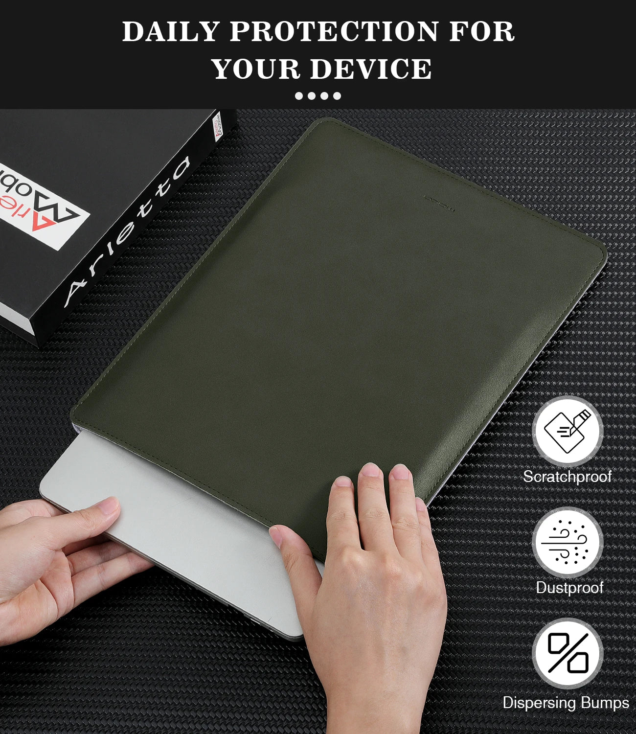 Moko Laptop Sleeve Compatible for New MacBook Pro 14 Inch M3/M2/M1 Slim Stylish Laptop Bag Made of PU Leather
