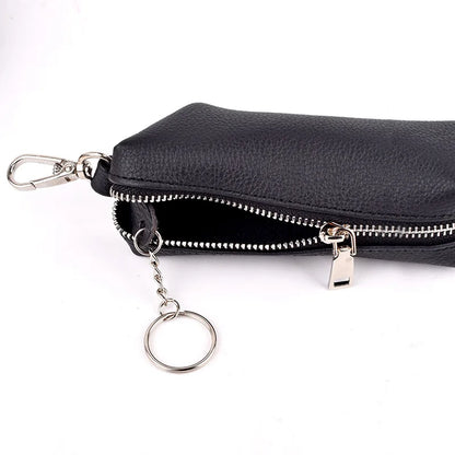 Genuine Leather Large Keychain Change Bag For Men Women Fashion Clutch Key Holder Organizer Coin Purse Coin Change Storage Bag