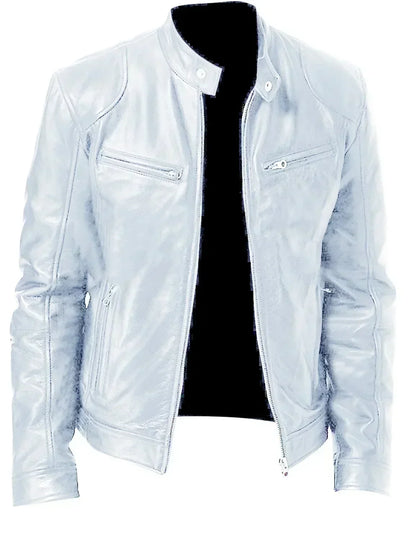 2026 Leather Motorcycle Jacket Men Stand Collar Casual Slim Short-Coat PU Jacket Autumn Winter Windproof Leather Coat Blazer Men