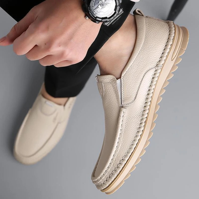 Men's Genuine Leather Driving Shoes Loafers Soft Sole Comfortable Breathable Casual Shoes Lightweight Flexible Sole for Men