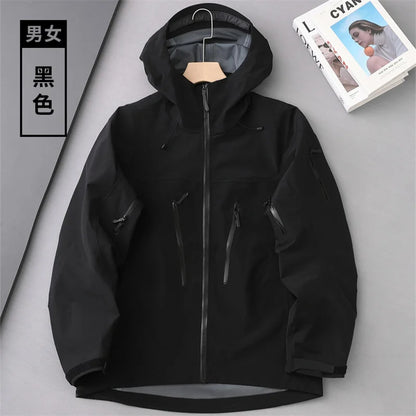 Outdoor Hard Shell Jacket Men Mountaineering Skiing Camping Cycling Jogging Hooded Breathable Waterproof Coat Quality Sportswear