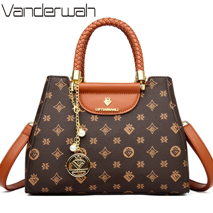 Woven Handle Elegant Handbag for Women High Quality Leather Top-Handle Bags Ladies Shoulder Crossbody Bag Quality Casual Tote