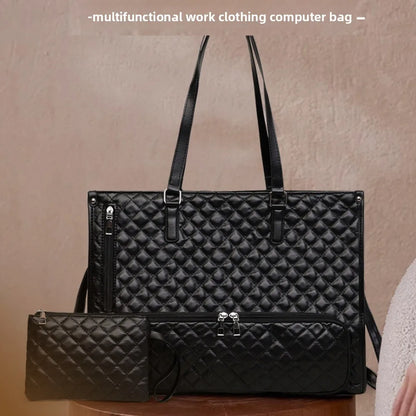 2-in-1 Laptop Lunch Tote Bag Shoulder Strap Lunch Box Multifunctional Laptop Handbag Waterproof Leather Portable Laptop Bags