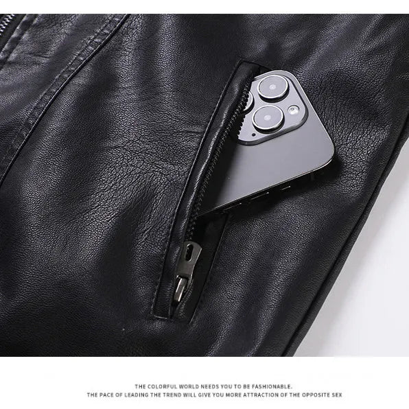 Men's Lapel Leather Jacket Spring Autumn Oversized Slim Motorcycle Riding Suit Streetwear PU Leather Waterproof Work Men Clothes