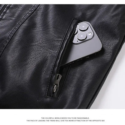 Men's Lapel Leather Jacket Spring Autumn Oversized Slim Motorcycle Riding Suit Streetwear PU Leather Waterproof Work Men Clothes