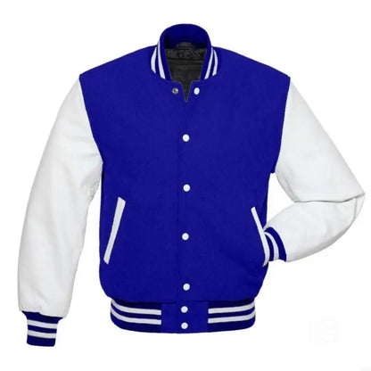Men's Jackets Leather Sleeve Wool Blend Baseball Letterman Jackets Casual Coat Jackets