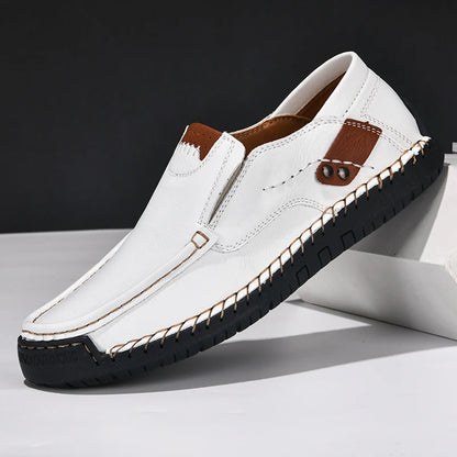 Handmade Leather Men Shoes Casual Comfortable Slip on Loafers Men Leather Shoes Flats Walking Shoes