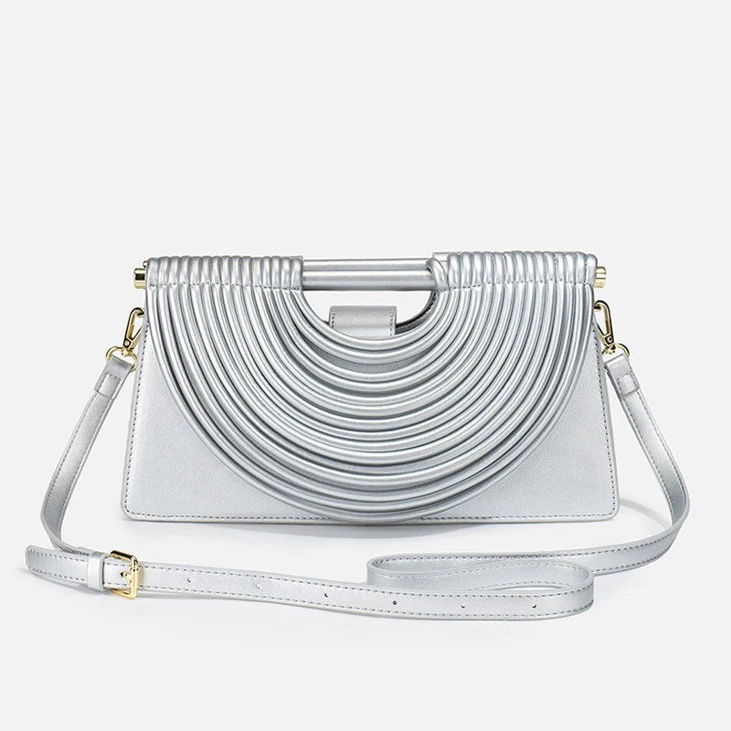 Handbags for Women 2025 New Gold Luxury Designer Brand Handwoven Noodle Bags Leather Pulled Hobo Silver Evening Clutch Chic