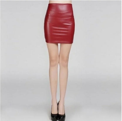 New Leather Skirt Women Fashion High Waist PU Leather Skinny Thicken Mini Hip Skirt Sexy  for Sex Women's Skirt