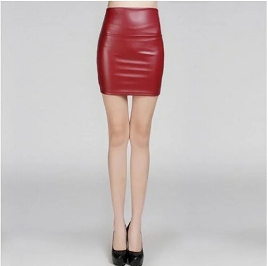 New Leather Skirt Women Fashion High Waist PU Leather Skinny Thicken Mini Hip Skirt Sexy  for Sex Women's Skirt