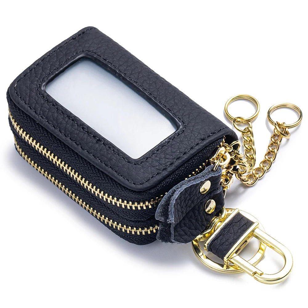 New Unisex Genuine Leather Key Wallet Men Casual Zipper Car Key Organizer Female Double Design Key Case Fashion Keychain Wallet