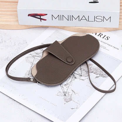 Leather Sunglass Case, Glasses Cases Holder, Portable Soft Leather Sunglasses Bag, Slim Eyeglasses Pouch Men Women with Lanyard