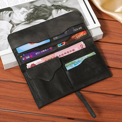 Wallet Men's Leather Long Youth First Layer Real Cowhide Wallet Women's Casual Hand-polished Old Retro Wallet
