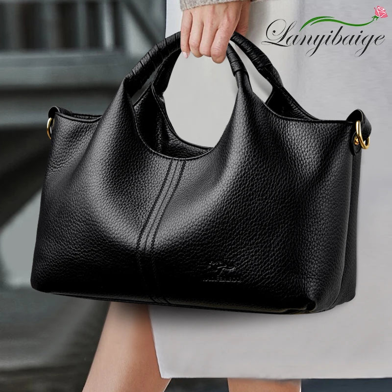 Authentic Leather Tote Bag Luxury Large Capacity Women's Single Shoulder Diagonal Crossbody Bags Fashion Simple Female Handbag