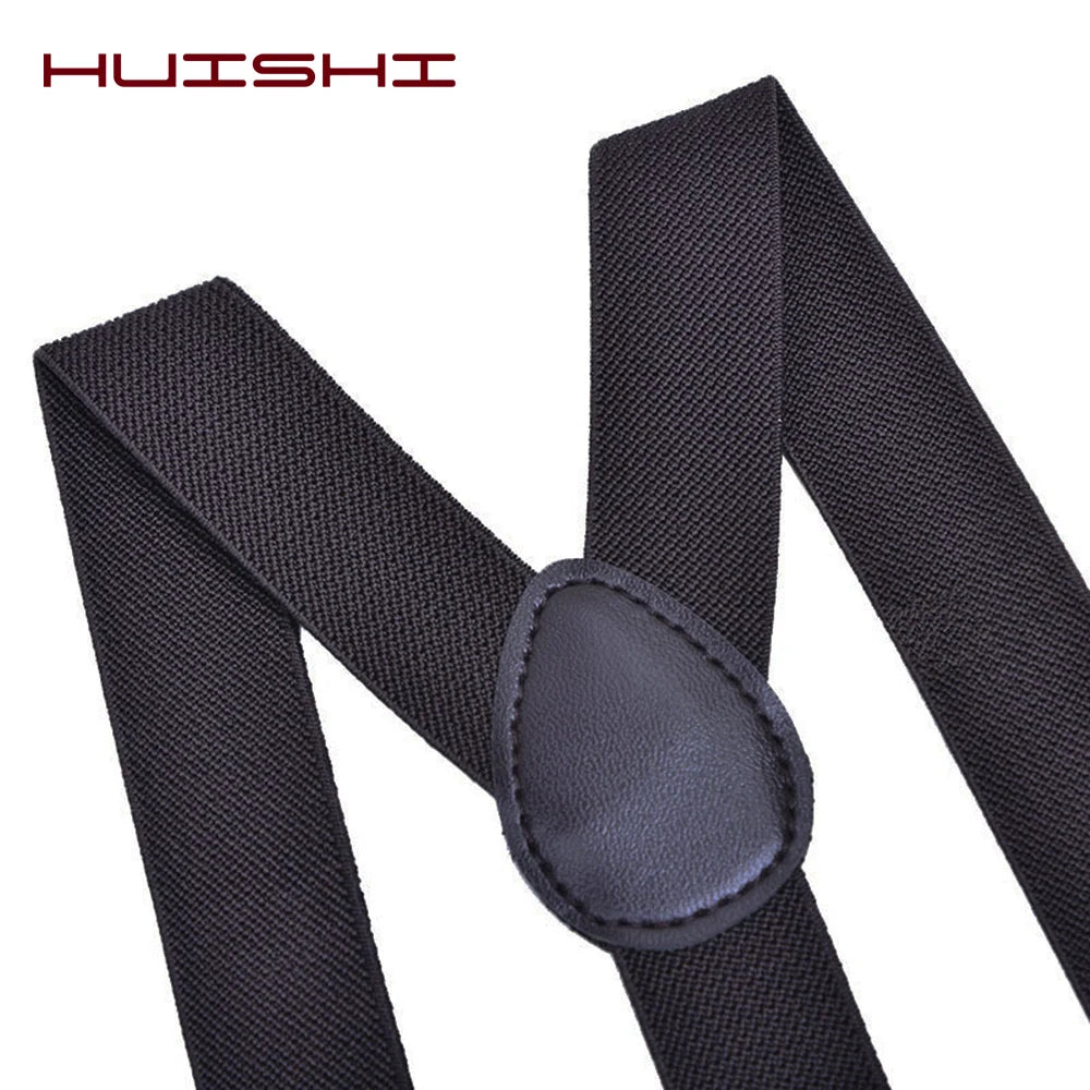 Suspenders Man Bowtie Solid Color Elastic PU Leather Suspenders For Man Belt Adjustable Straps For Wedding Bow Tie Accessories