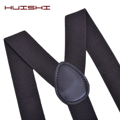 Suspenders Man Bowtie Solid Color Elastic PU Leather Suspenders For Man Belt Adjustable Straps For Wedding Bow Tie Accessories