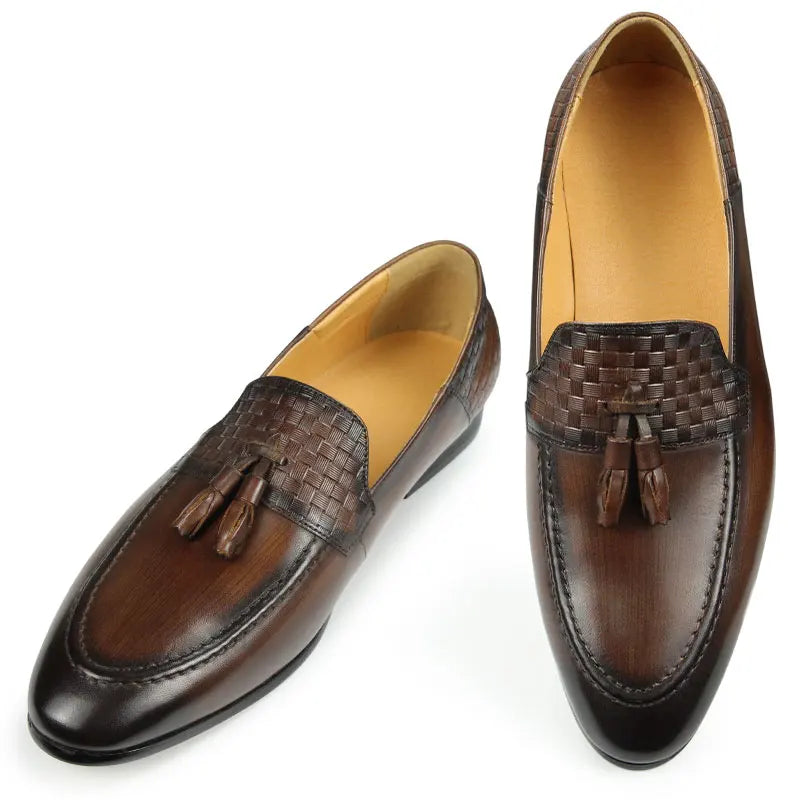 Genuine Leather Men's Shoes Business Formal Pointed Toe Slip-Ons Loafers Shoes British Style Casual Breathable Men Leather Shoes