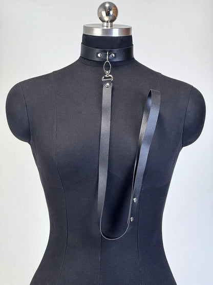 Alt Fashion Pu Leather Neck Harness Belt for Women Goth Collar Leash Jewelry Fashion Women's Lingiere Belt Exotic Accessories