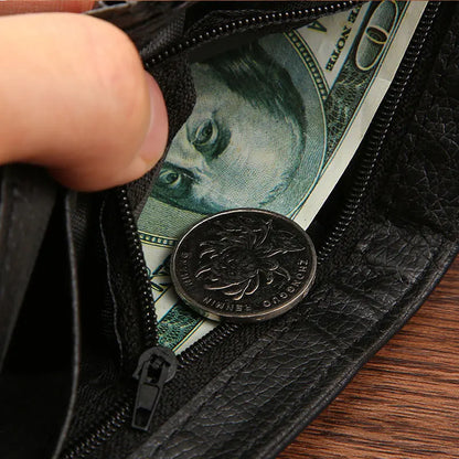 Men's Slim Bifold Wallets Leather Multiple Card Holder Purses with Driver License ID Windows Man Short Wallet with Coin Pouch