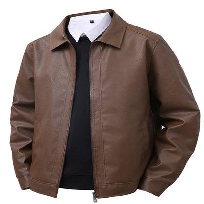 2026 new leather jacket men's spring slim fit lapel casual jacket men's top windproof casual jacket