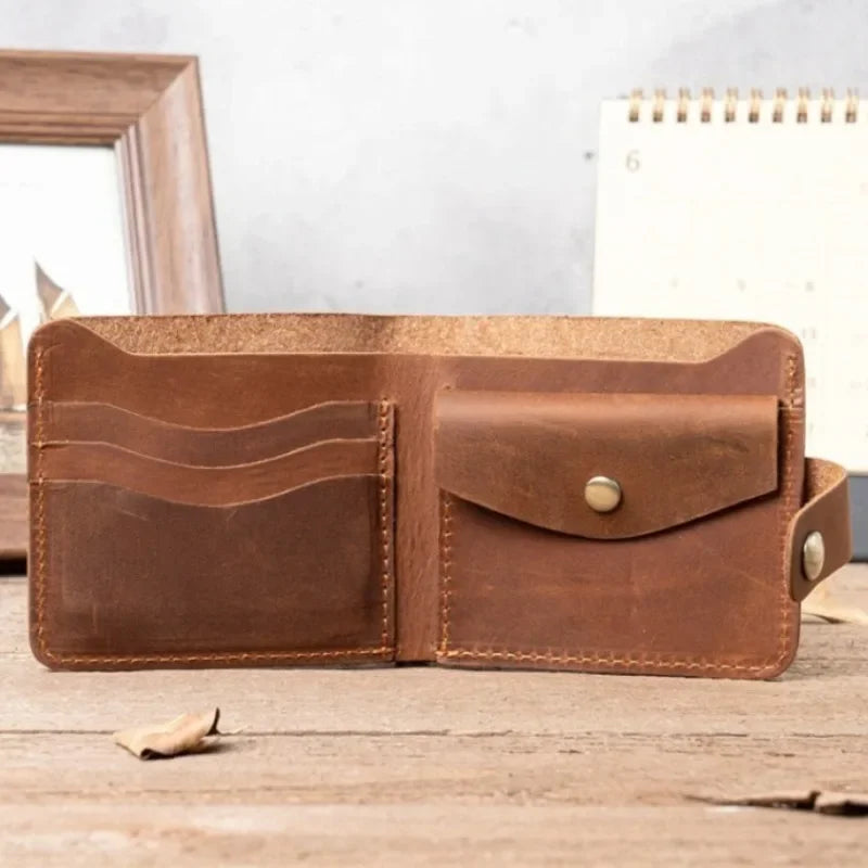 100%Genuine Leather Men's Wallets with Coin Pocket Vintage Male Short Purse Function Men Wallets with Card Holders