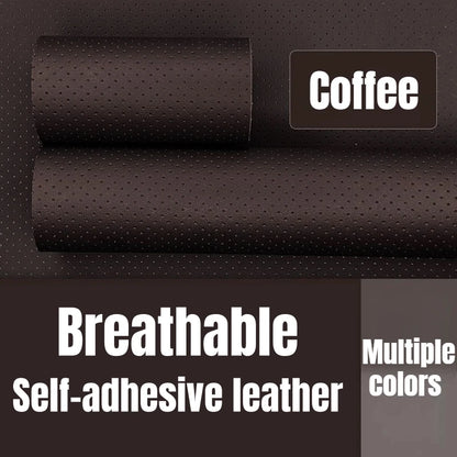 Self-Adhesive Perforated Leather Repair Patch, 0.8mm Thick Breathable Faux Leather Sheets for Car Seat Sofa Furniture Repair